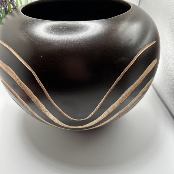 Handmade Wooden Bowl 5 inch Thai Carved Large Bowl Not Wash Or Airtight - Picture 5 of 12